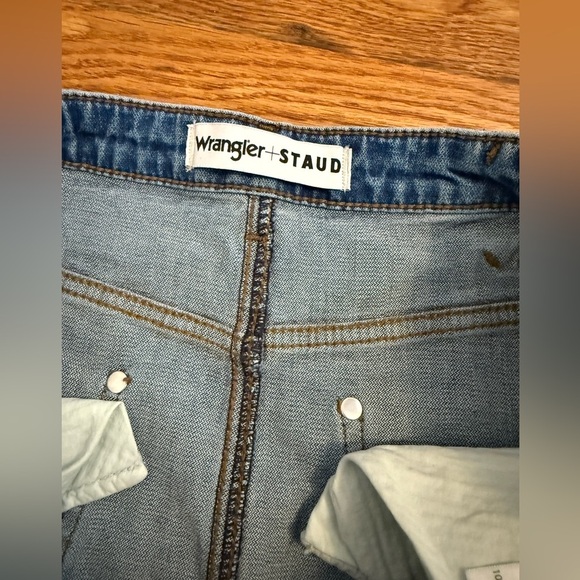 STAUD x Wrangler Denim Knee-Length Pencil Skirt - Size 30 - Picture 12 of 13